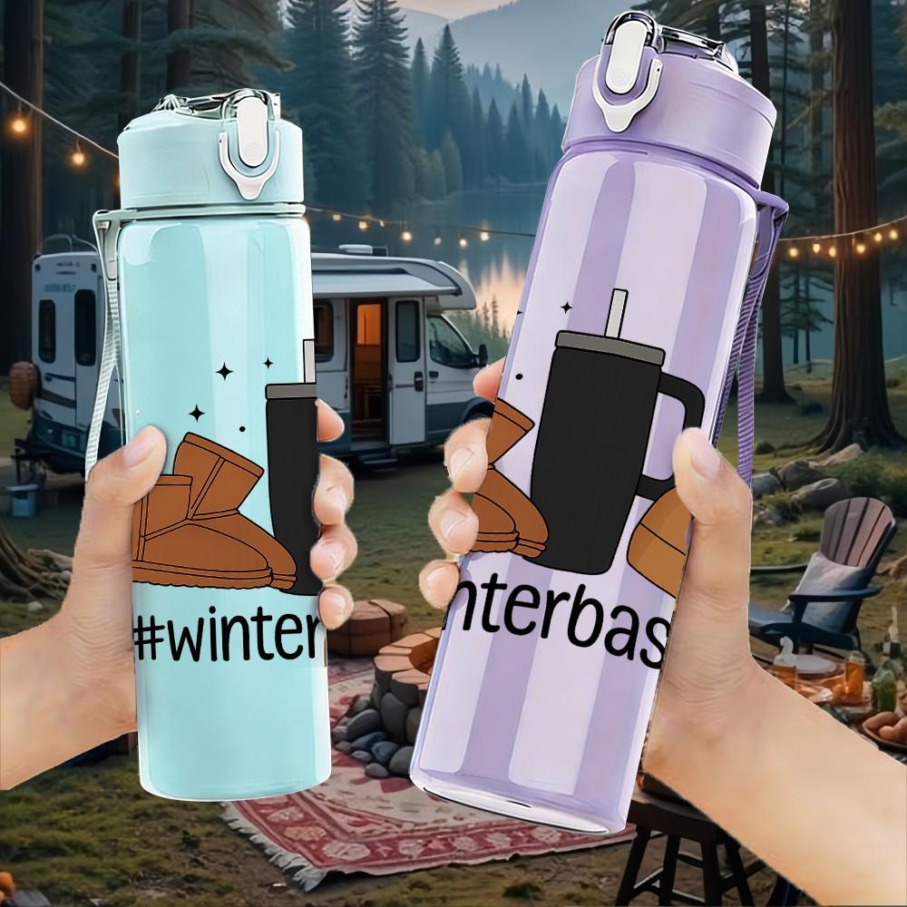 1PC Winter Basics Coffee Mug 750ml Color Plastic Sports Water Bottle Leakproof Flip Straw Lid Suitable for Sports Office Home Use