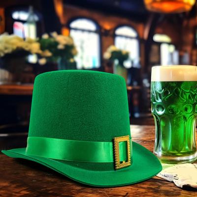 ST Patricks Day Hoeden Groene Top Steam Punk Gothic Hoed Funky Leprechaun Hoge Vilt