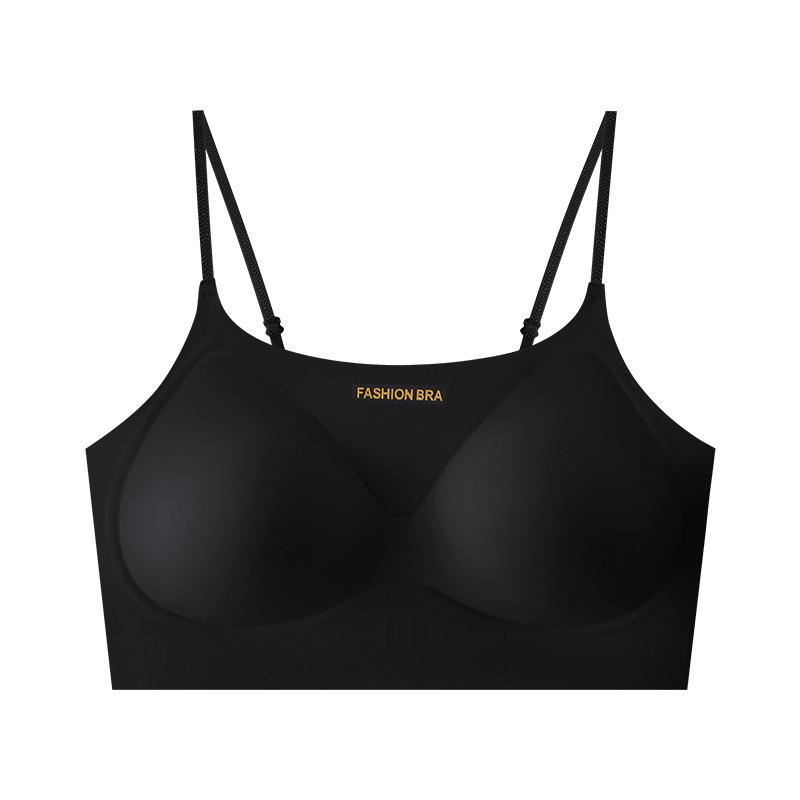 

ice silk soft support seamless sling with sub-breasts, anti-light inner and breathable primer bra cover Xl [recommended 60-70kg ] чорний