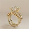 Huitan Gentle Gold Color Women Ring s/Set Inlaid Brilliant CZ Trendy Party Wedding Accessories Fancy Luxury Jewelry for Gift