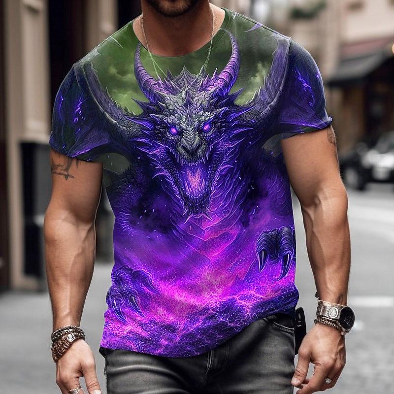 Terror 3D Dragon Pattern Men's T Shirt Casual O-neck Short Sleeve Tops Hip Hop Trend Harajuku Streetwear Funny Animal Print Tees