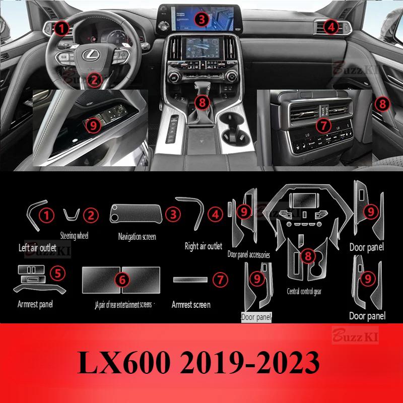 For Lexus LX LX570 LX600 2016- TPU Transparent Film Interior Sticker Center Console Gear Navigator Door Panel Car Accessory