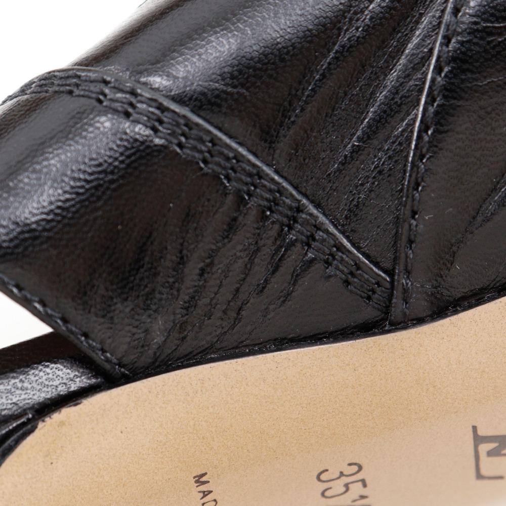 LOUIS VUITTON initial pumps Slingback Pointed toe pumps black leather Women Used