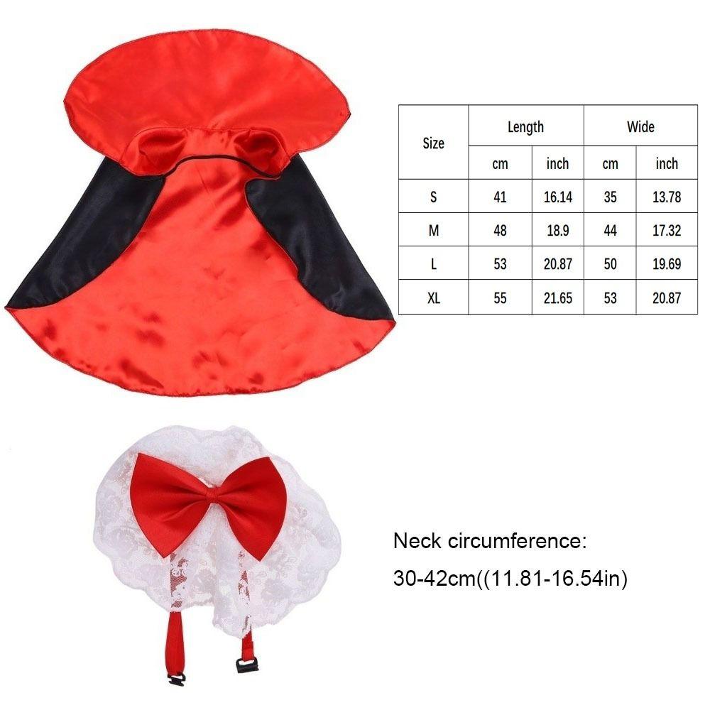 Funny Bow Tie Halloween Pet Costume Lace Stand-collar Cat Cosplay Cloak Adjustable Easy To Wear Small Dog Cape Dog