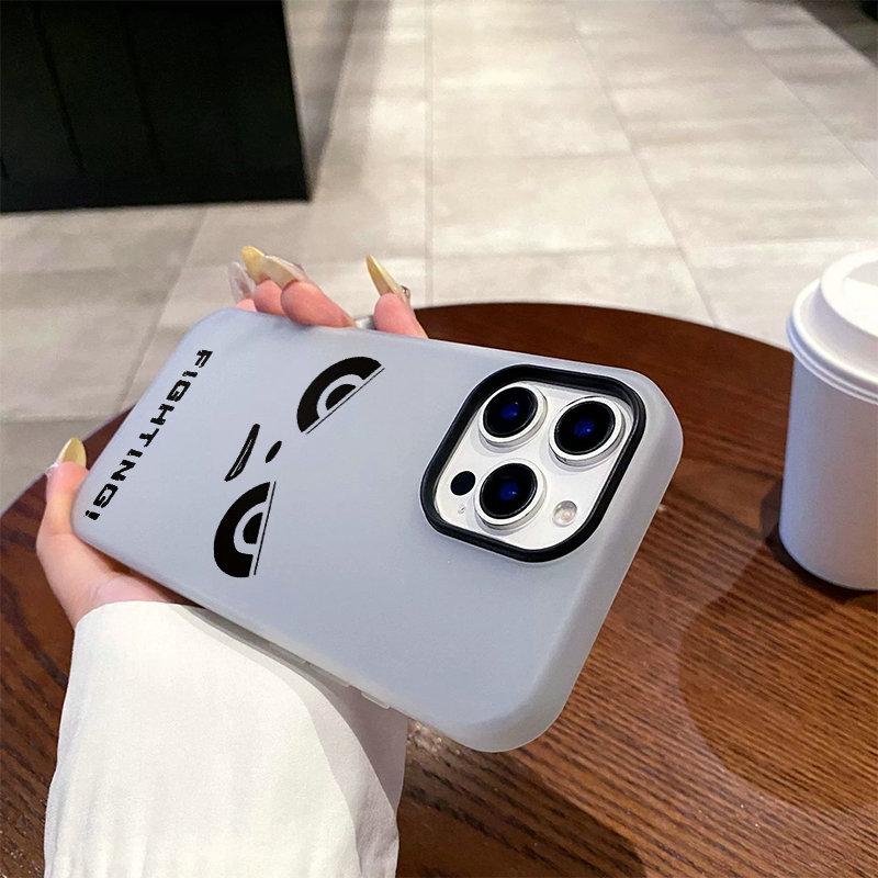 Patterned Matte Frosted Skin Feel Casing PC+TPU 2in1 Angry Face Fighting Printed Protective Cover Soft Back Case