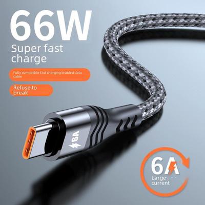 6A Super Fast Charging Type-C Nylon Braided Cable for 100W Huawei, Samsung, Android Devices