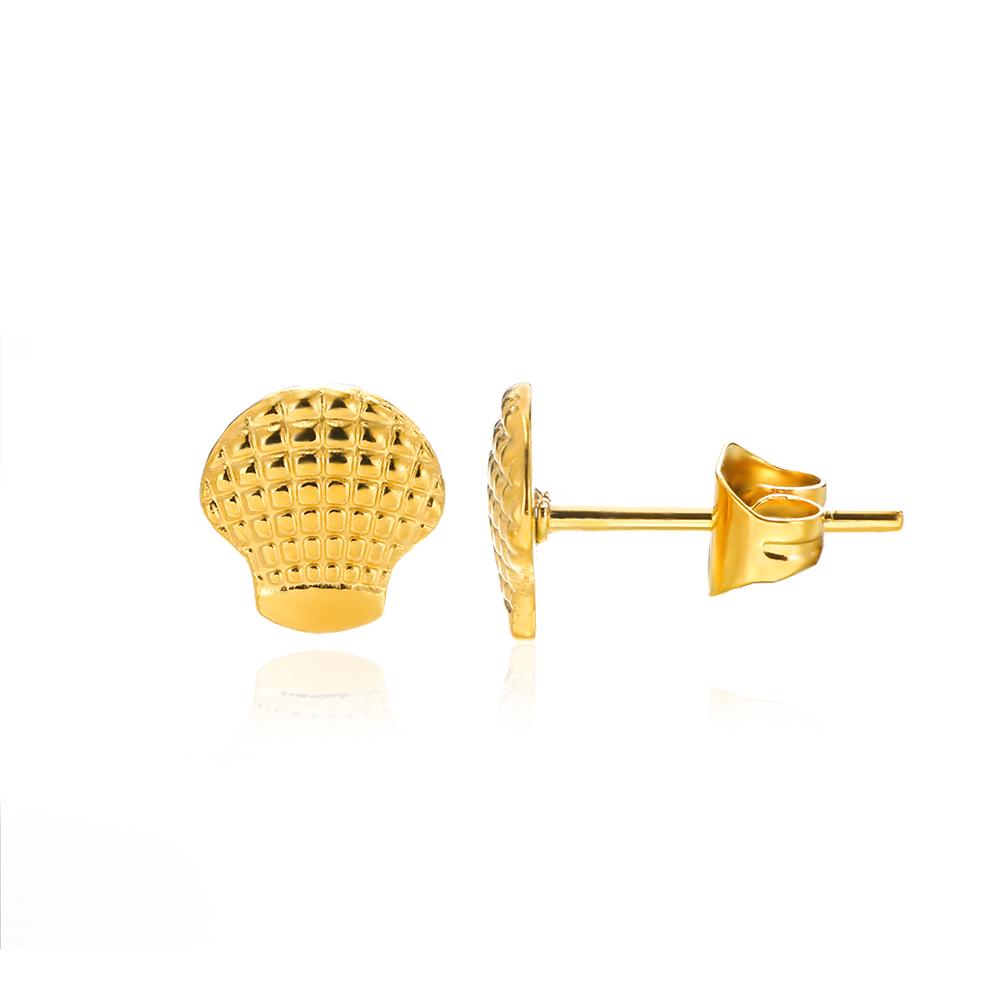Roestvrijstalen Schelp Oorbellen Voor Vrouwen Goudkleurig Vintage Schelp Piercing Stud Oorbellen Trend Bruiloft Kerst Sieraden Cadeau yellow