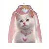 Girls Clothes Hoodies Cute Cat 3D Print Child Sweatshirt Autumn Cartoon Clothes for Children Girl Tops Fashion Children Clothes