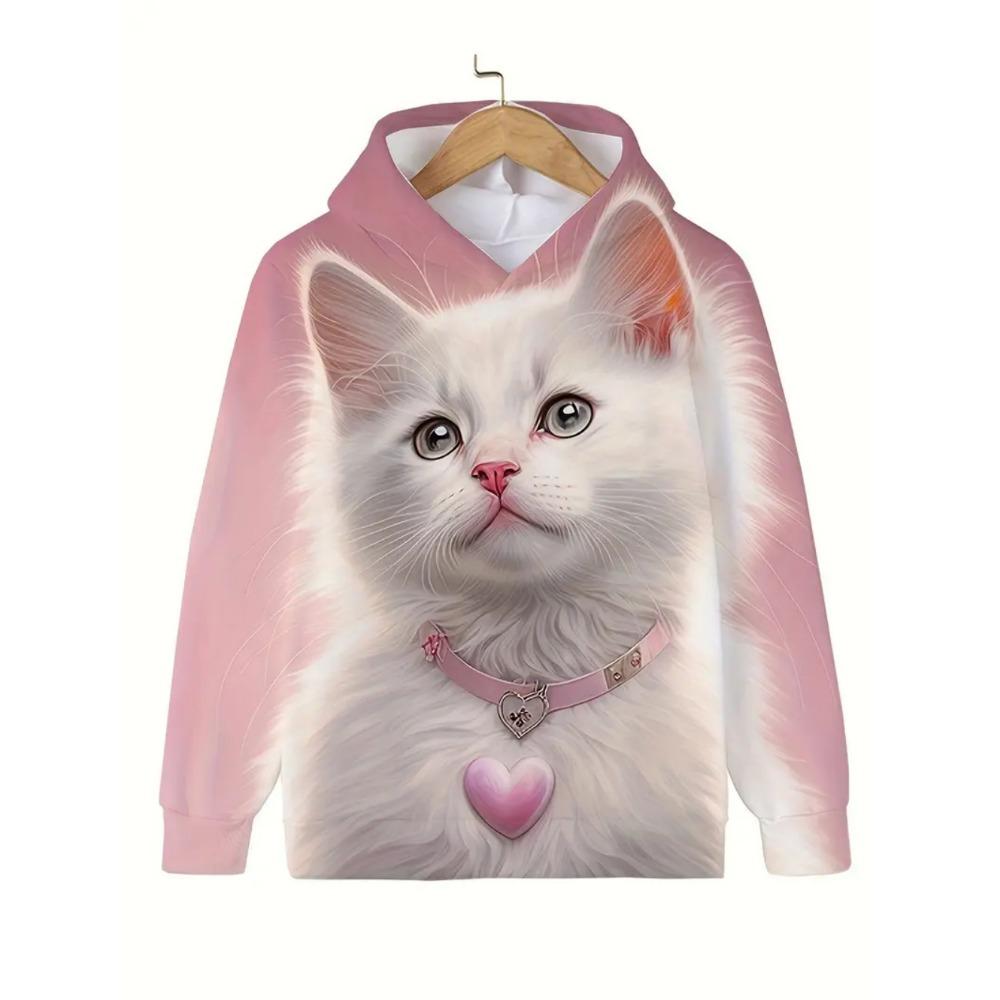Girls Clothes Hoodies Cute Cat 3D Print Child Sweatshirt Autumn Cartoon Clothes for Children Girl Tops Fashion Children Clothes