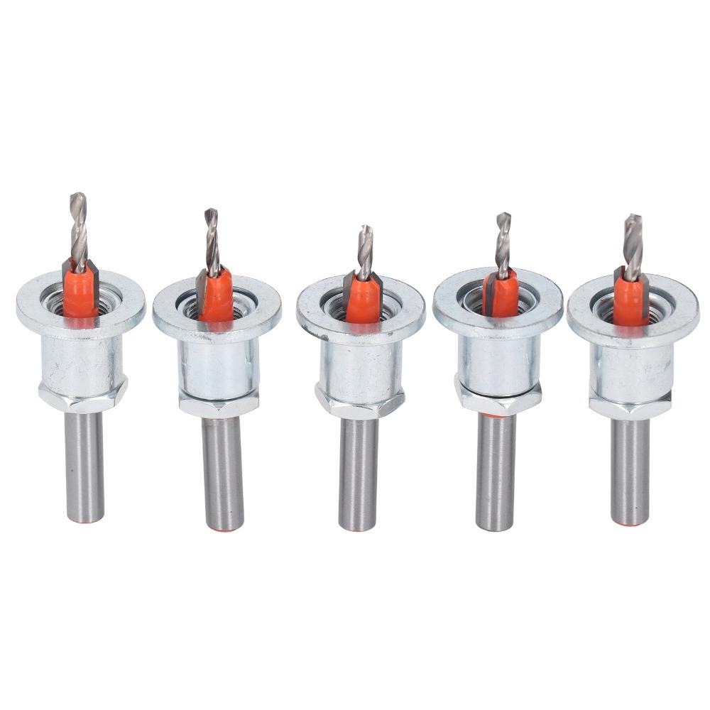 5pcs 2.8-4mm Cone Size Adjustable Countersink Bit 90 Degree Angle Counterbore Bit For Woodworking