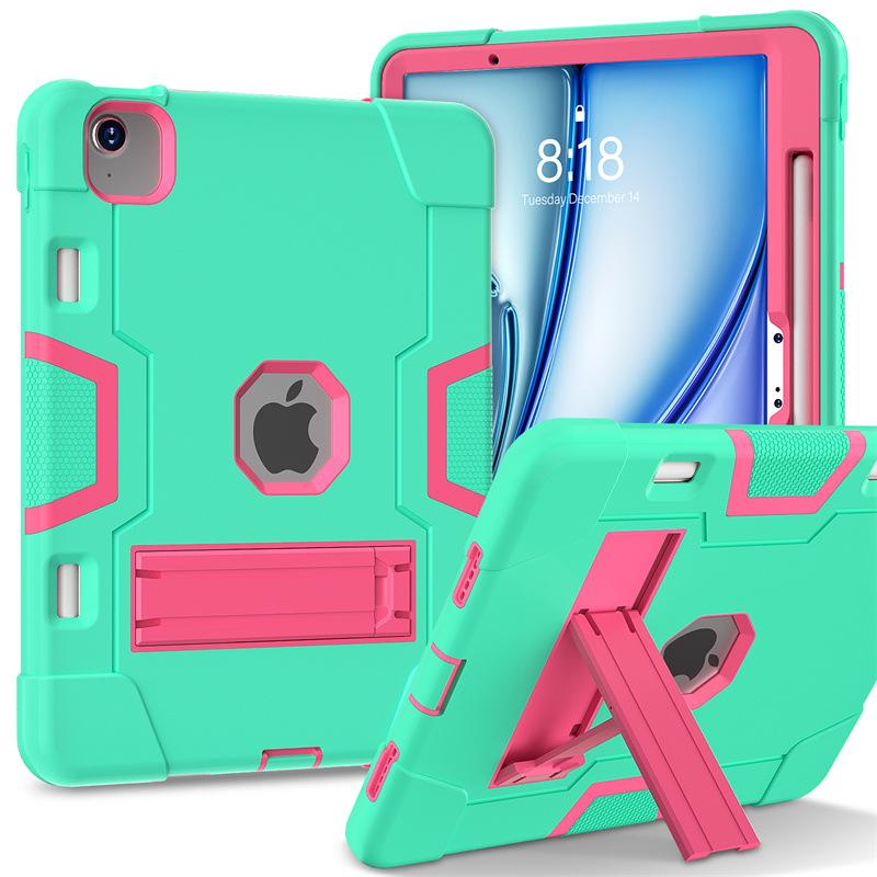 iPad 10th Gen 2022 Silicone Case with Stand, Drop-proof, Color Block Design, Full Coverage for iPad A16 11th Gen