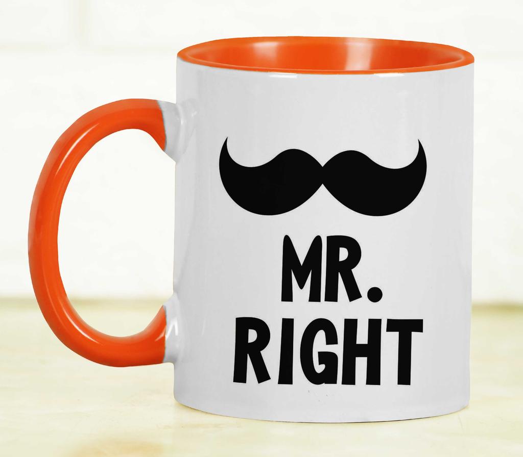 Inkdotpot Mr.Right Funny Novelty 11 Oz Coffee Mugs Great For Groom Engagement Gift Ceramic