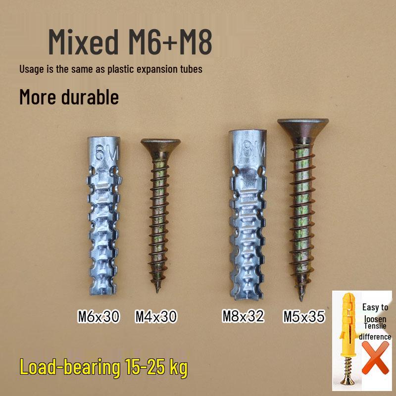 Metal Iron Expansion Screw: Replace Plastic Plugs with 6mm/8mm Serrated Self-Tapping Iron Expansion Plugs