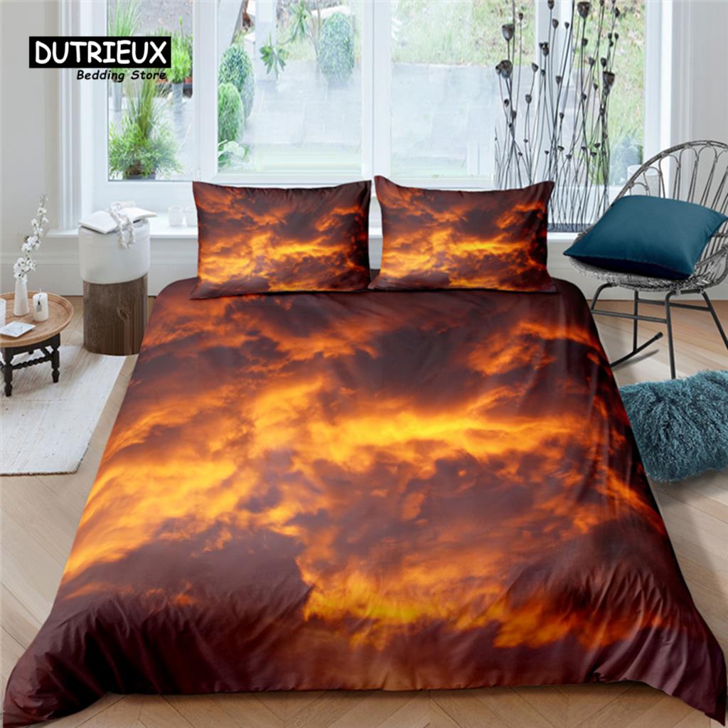 Home Living Luxury Colored Clouds Print 2/3Pcs Soft Duvet Cover Pillowcase Queen And King Size Kids Bedding Set Eu/Us/Au Size
