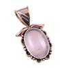 Cuarț Roz Natural Argint Sterling Solid 925 Bijuterii Pandantiv Bicolor 1.25" r3f52