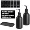 500ml Matte Black Lotion Bottle Plastic Refillable Bottle with Labels Wall-mounted Lotion Bottle Holder Shampoo Conditioner