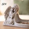 Detailed Carving Tray Ornament Angel Figurine Key Tray, Faux Stone Catchall Decorative Shape for Keys Desktop Storage Dish Entryway Table Home