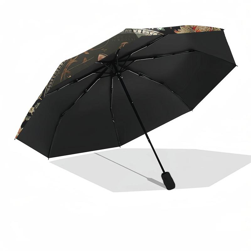 Cat Portrait, Floral FrameThemed Automatic Opening and Closing umbrella 8 Ribs, Suitable for Leisure and Going Out, Outdoor Accessory, Got