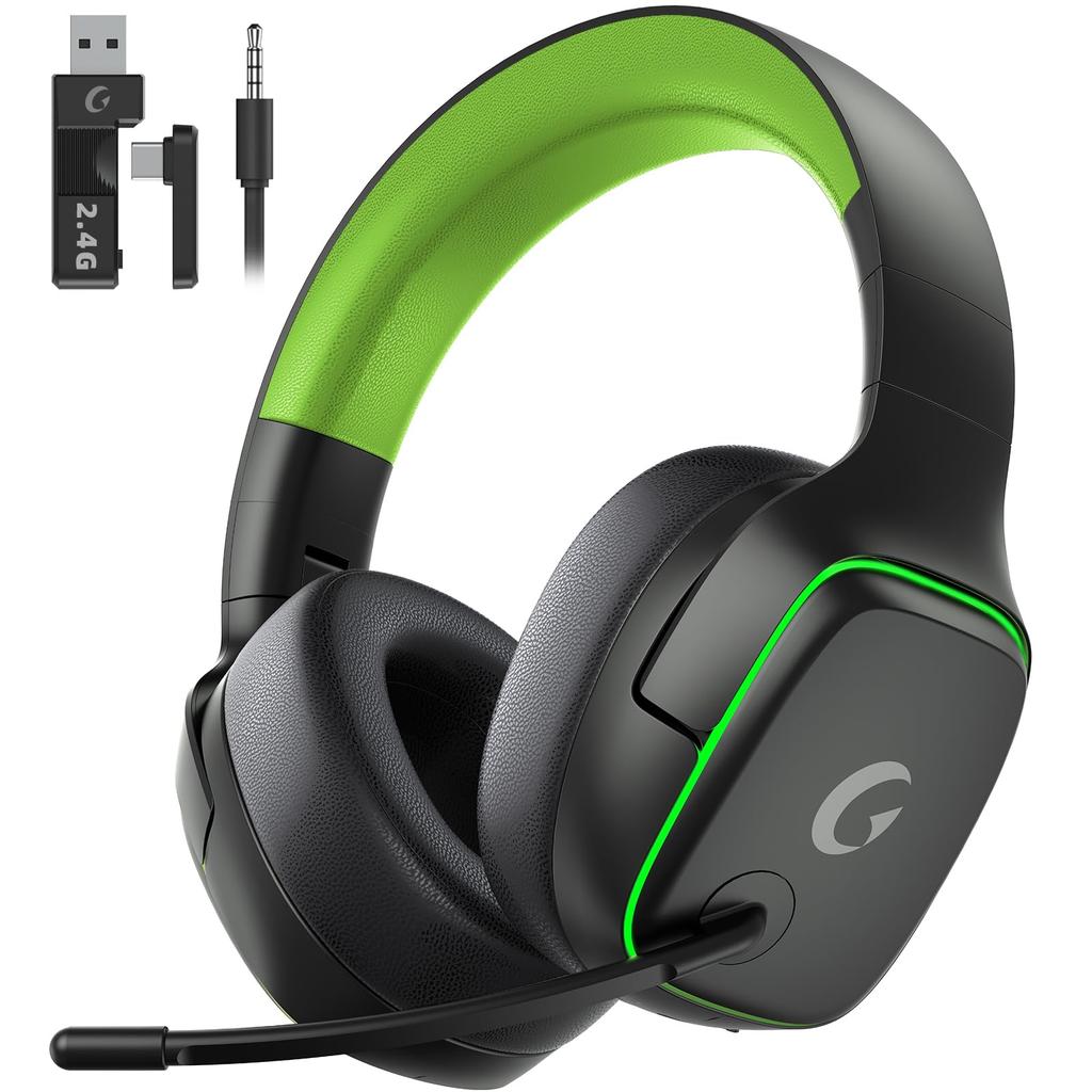 PS5 Gaming Headset Surround Sound Active Noise 50mm Drivers for 3D RGB Up to 70 Hours of Fast with Mic [2.4G USB/Type-C Adapter/Bluetooth 5.3/Wired]