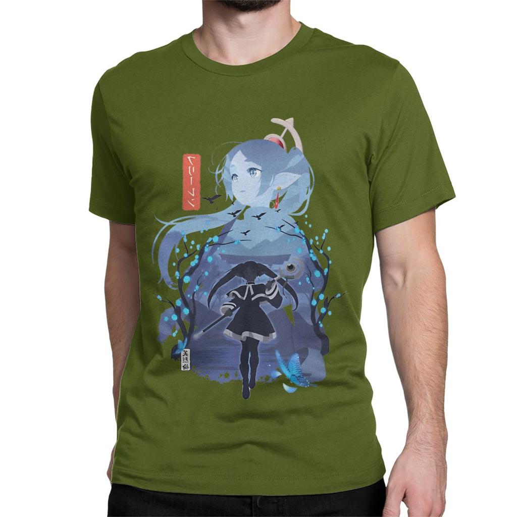 Frieren Silhouette Journeys End TShirt Men Women Sousou No Frieren Novelty 100 Cotton Tees Round Collar T Shirts 6XL Clothes