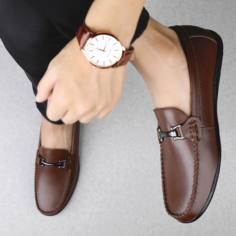 Fashion 2004 New Arrival Men Dress Loafers Male Casual Leather Shoes Mens Breathable Round Toe Male Comfortable Slip on Round Toe Shoes