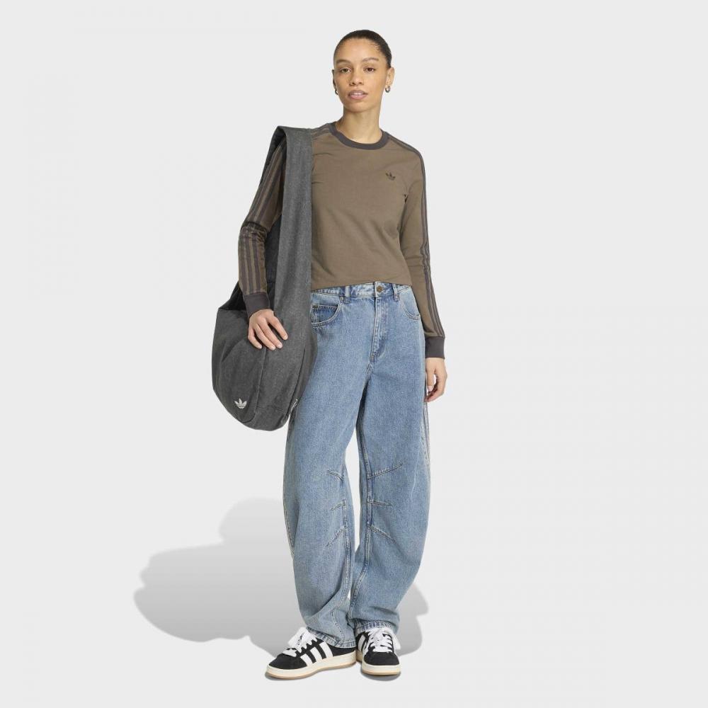 adidas High Rise Barrel Leg Denim Pants