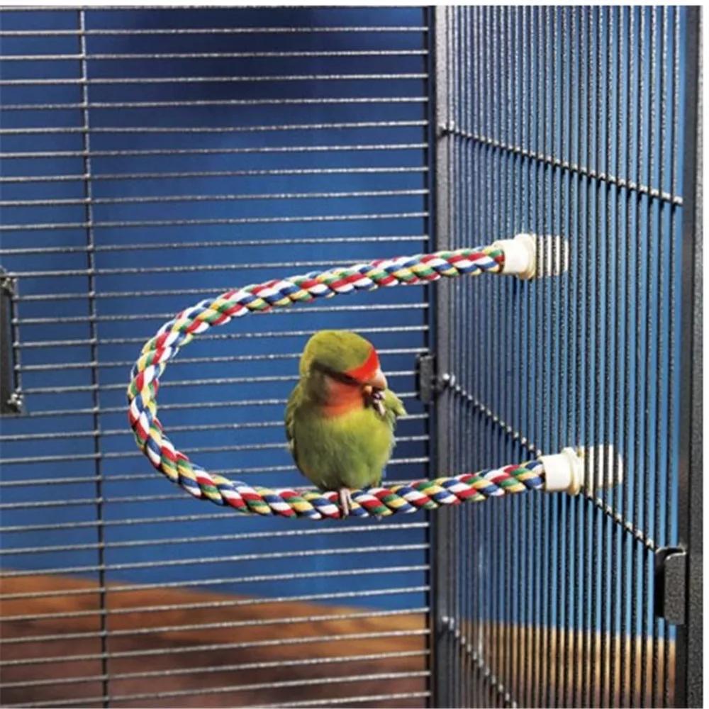 30/55/80/105cm Rope Hanging Toys for Birds Bend At Will Colorful Parrot Toys Rope Hanging Ladder Swing Braided Bird Accessories