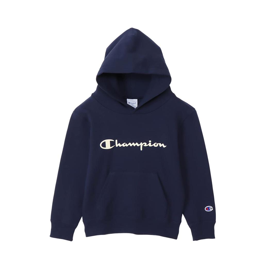 Champion Long Sleeve USA Script Size 140 Kids' Hoodie, 100% Cotton, Logo, Basic, Navy, (CK-Y103)