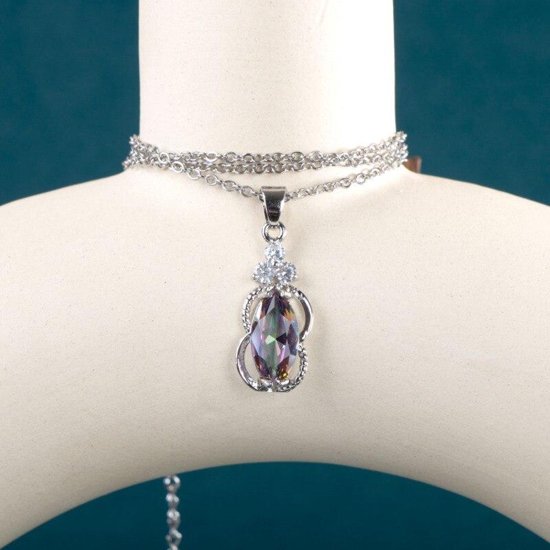 BELLA BOX Luxusní dámský náhrdelník k výročí svatby, vícebarevný zirkon, stříbrná barva řetízku, krása krku, narozeniny, trendy šperky