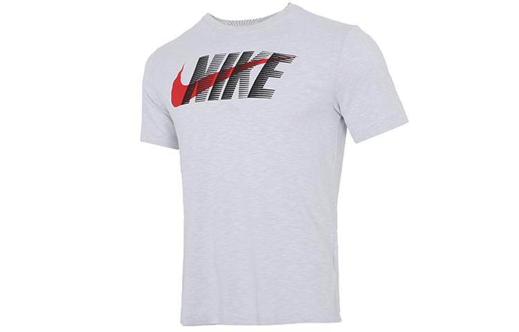 Nike T Shirts Men s Light Gray Crew Neck Moderate Straight Fit CZ9727-100 S