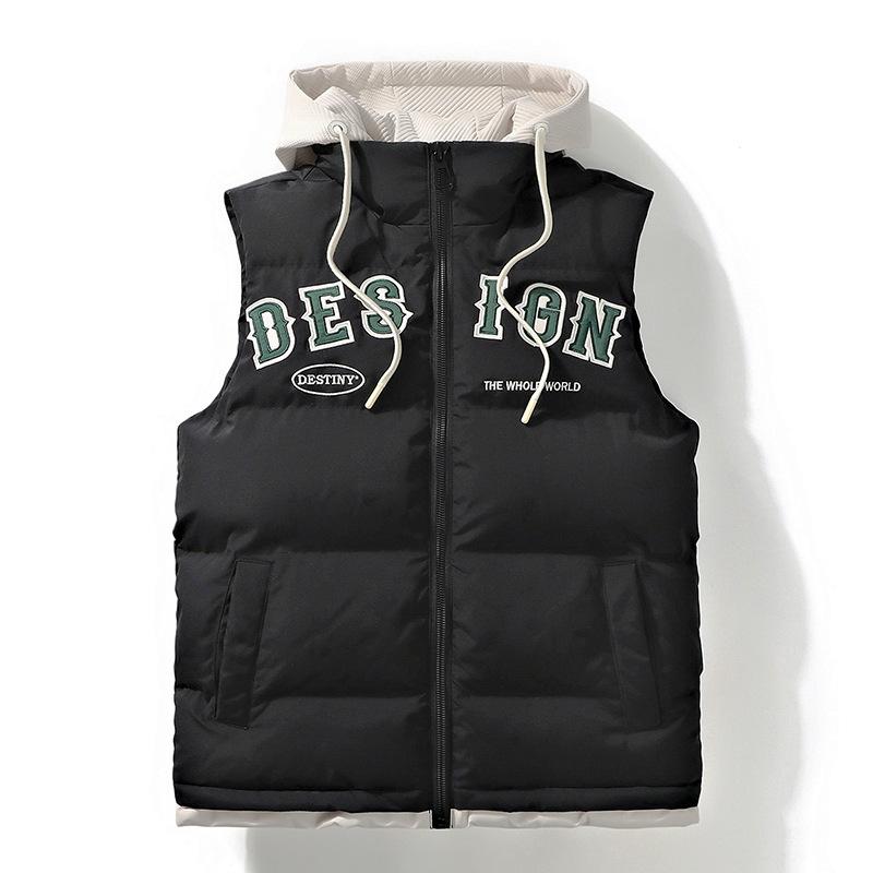 

Autumn and winter hooded vest loose fleece cotton warm thickened waterproof vest cotton coat M