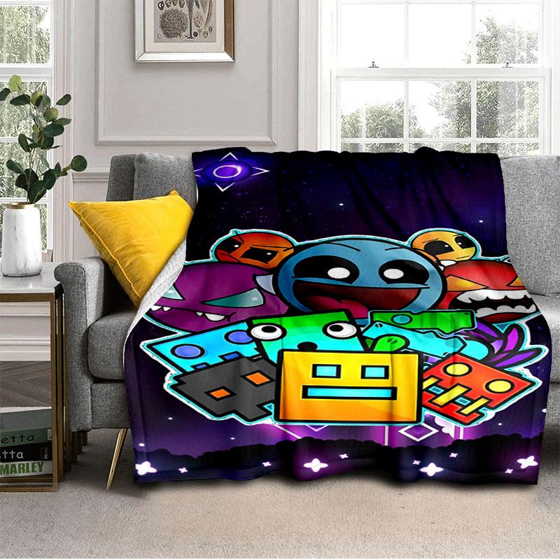 Coperta Colorata con Personaggi di Geometry Dash Adatta per Divani, Letti, Uffici e Campeggio - Regalo Perfetto per Halloween Natale