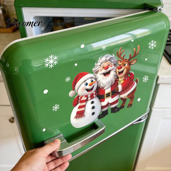 Environmentally Friendly PVC Decals Christmas Window Clings, Peel And Stick Winter Santa Snowman Reindeer Glass Door Holiday Stickers Decals,
