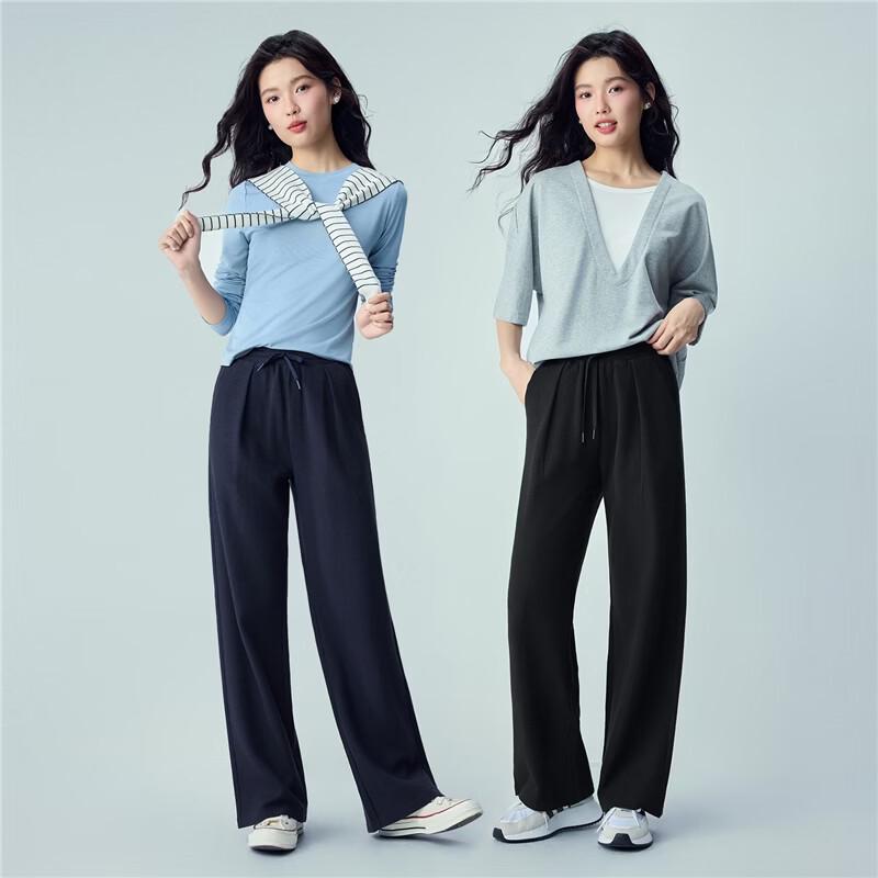 Giordano Women's Waffle Wide-Leg Drawstring Sweatpants