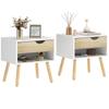 Set of 2 Bedside Table with Drawer and Shelf
