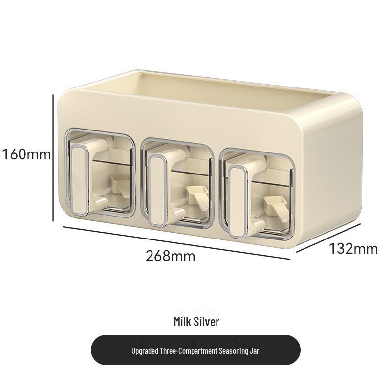 Wall-Mounted Multi-Compartment Kitchen Seasoning Jar Set: Moisture-Proof, Sealed Jars for Spices, Salt, and Chili.