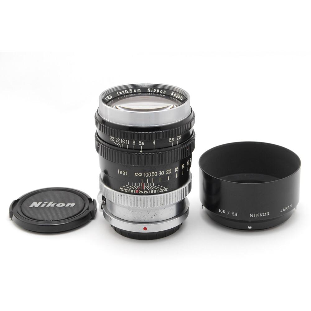 

Б/У EXC+5 Nikon Nippon Kogaku NIKKOR PC 10.5cm f/2.5 PC 105mm, кришки F і R, бленда