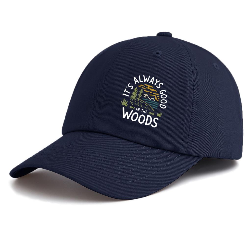 1pc GOOD IN THE WOOD Print Baseball Cap for Adults,Minimalist Retro Style Casual Soft Adjustable Dad Hat,Perfect As Gift