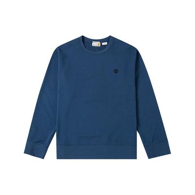 Moletom Casual Solto para Uso Externo com Logo Sólido e Gola Redonda Masculino Moletom Azul Escuro A276N-288