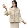 2025 A/W Snow Lotus Chic Qipao Set: Velvet-Lined Long Sleeve Dress