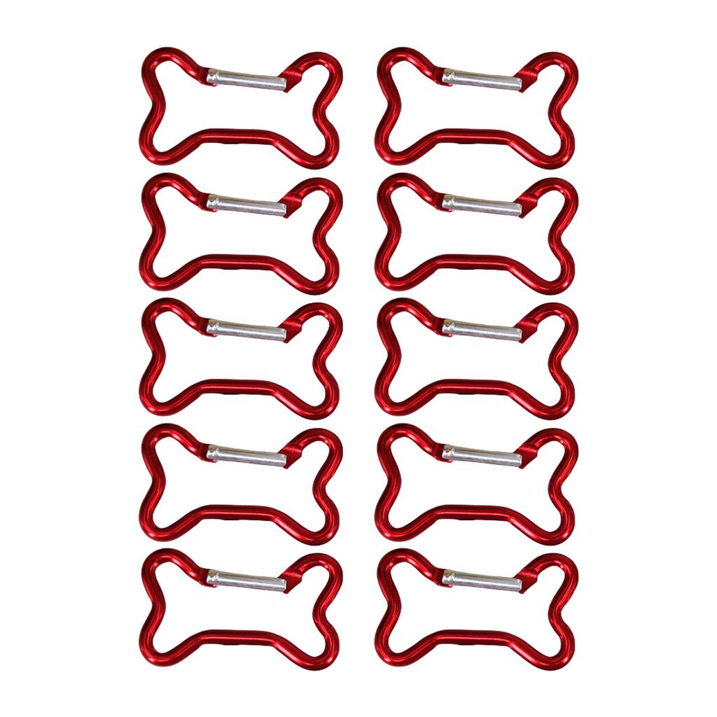 10pcs Bone Aluminum Keychains Clip Hiking Keychains Mountaineering Carabiner for Travel and Sports