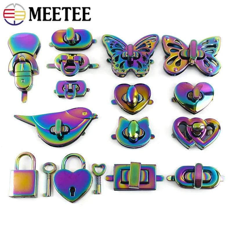 Meetee 2/5/8 Bucăți Cataramă Metalică Colorată cu Blocare pentru Geantă de Mână Portofel Cutie de Monede Cataramă Padlock Decorativ Accesorii Hardware Înlocuibile pentru Genți