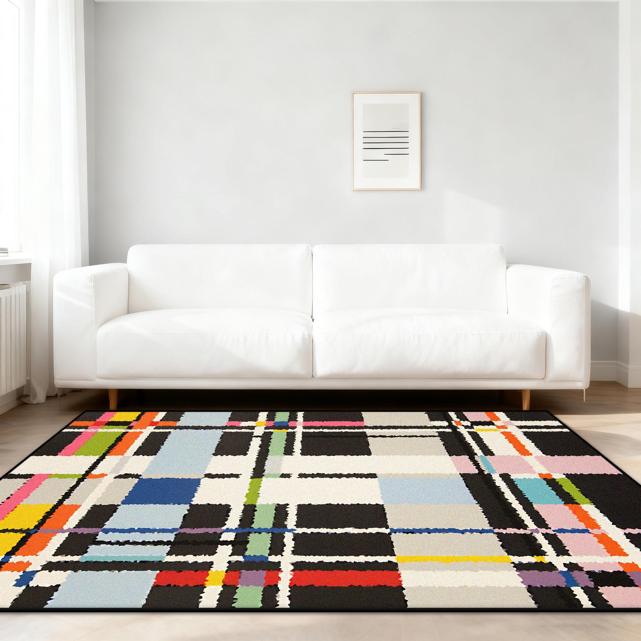 

Black White Striped Rugs for Living Room Nordic Decoration Soft Fluffy Sofa Area Floor Mat Non-slip Home Bedroom Carpet Washable 60x90cm