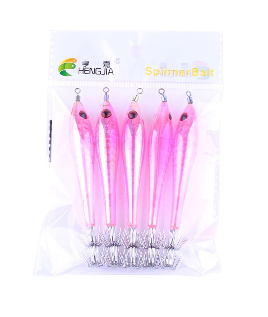 5pcs/lot 9.5 CM Luminous Squid Hook Cuttlefish Jig Fishing Hard Lure Luminous Fishing