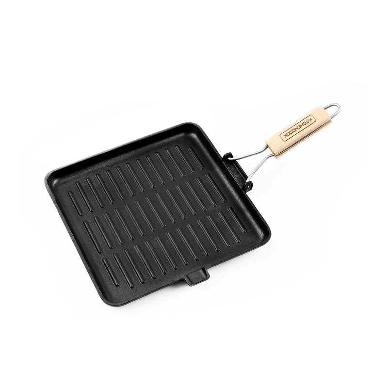 Kitchencook - Grill28 Tfi - Grill Carré Fonte D'aluminium 28 Cm - Revêtement Antiadhésif - Tous Feux Induction