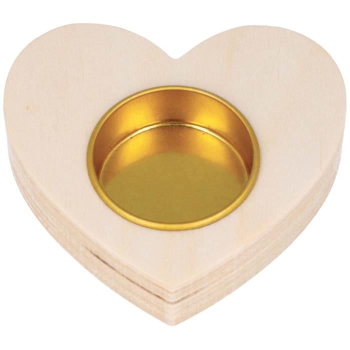 Candle Holder - ARTEMIO - Heart - 8.5 X 9 X 2 Cm - Wood - Indoor