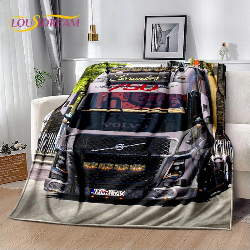 Volvo Truck Lorry 3D Printing Soft Flannel Blanket for Beds Bedroom Sofa Picnic,Throw Blanket for Cover Outdoor Leisure Nap Gift