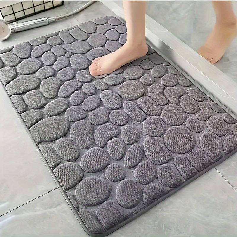 Cobblestone Embossed Memory Foam Bath Mat Non-Slip Absorbent Shower Rug for Bathroom Floor Tub Decor