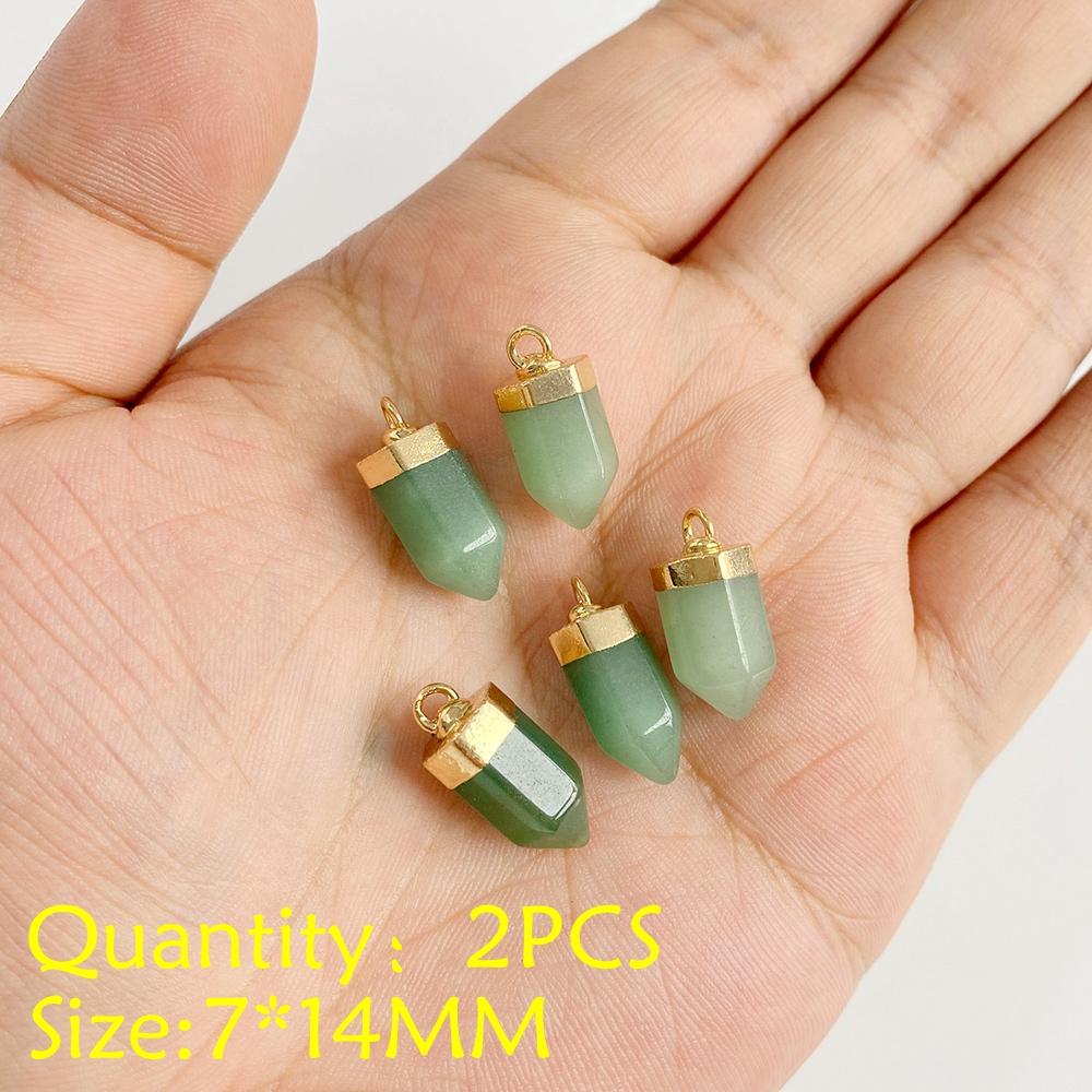 2PCS Necklace Pendant Natural Stone Green Aventurine Ornaments Pendant For Jewelry Making DIY Necklace Bracelet Accessory