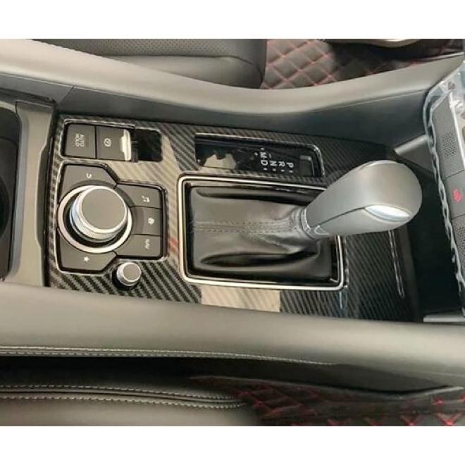 Kadore Interior Gear Shift Panel Frame Cover Trim for 2018-2022 2023 2024 Mazda 6 Carbon Fiber Pattern (Left Hand Drive) 1pc